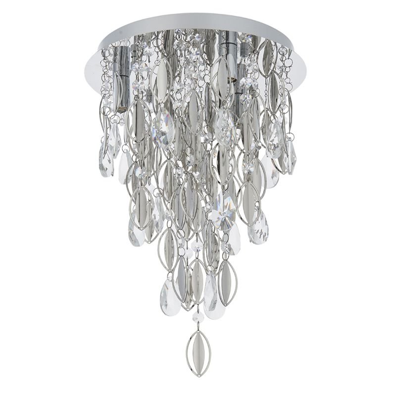 Ceiling Lights - Melody - Crystal & Chrome 3 Light Ceiling Lamp Endon-81956 - Melody - Crystal & Chrome 3 Light Ceiling Lamp