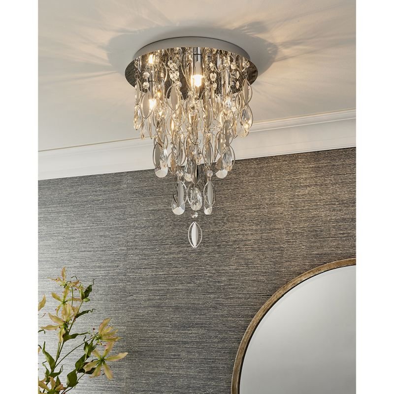 Ceiling Lights - Melody - Crystal & Chrome 3 Light Ceiling Lamp Endon-81956 - Melody - Crystal & Chrome 3 Light Ceiling Lamp