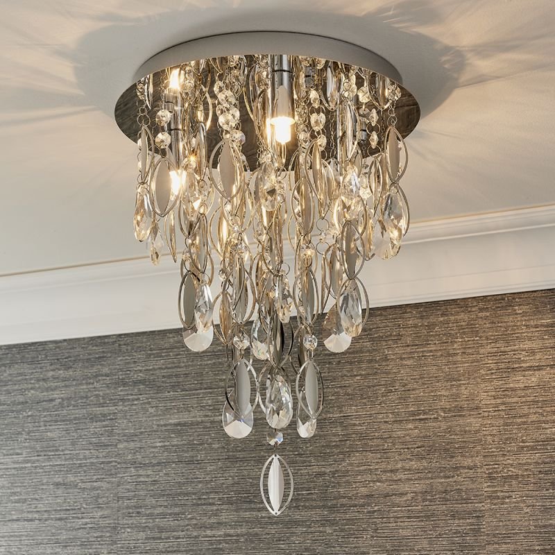 Ceiling Lights - Melody - Crystal & Chrome 3 Light Ceiling Lamp Endon-81956 - Melody - Crystal & Chrome 3 Light Ceiling Lamp