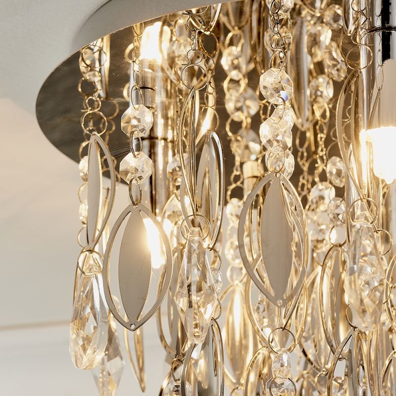 Ceiling Lights - Melody - Crystal & Chrome 3 Light Ceiling Lamp Endon-81956 - Melody - Crystal & Chrome 3 Light Ceiling Lamp