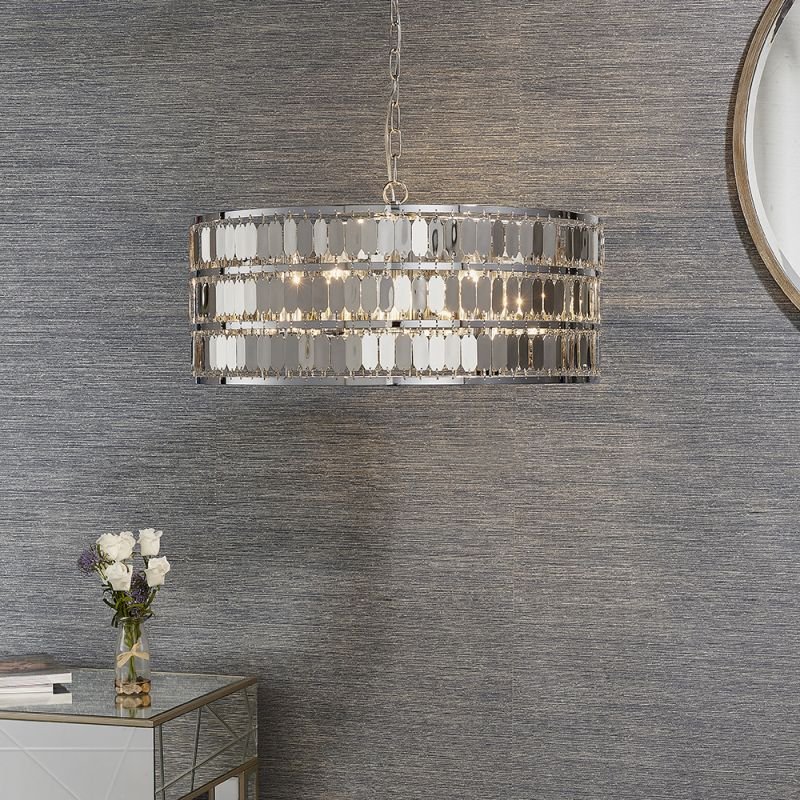 Ceiling Lights - Eldora - Chrome Hexagonal Plates 5 Light Pendant Endon-81965 - Eldora - Chrome Hexagonal Plates 5 Light Pendant