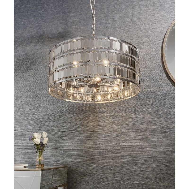 Ceiling Lights - Eldora - Chrome Hexagonal Plates 5 Light Pendant Endon-81965 - Eldora - Chrome Hexagonal Plates 5 Light Pendant