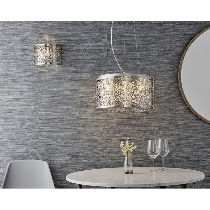 Ceiling Lights - Fayola - Crystal & Decorative Chrome 6 Light Pendant Endon-81975 - Fayola - Crystal & Decorative Chrome 6 Light Pendant