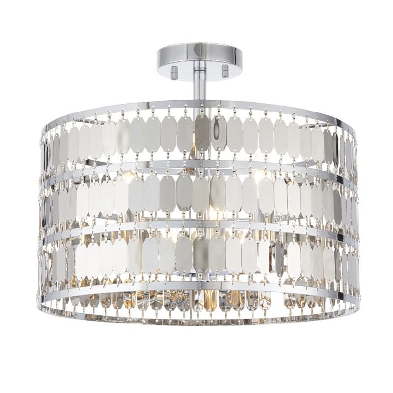 Ceiling Lights - Eldora - Chrome Hexagonal Plates 3 Light Ceiling Lamp Endon-90297 - Eldora - Chrome Hexagonal Plates 3 Light Ceiling Lamp