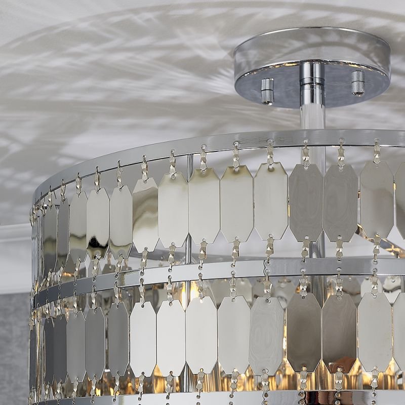 Ceiling Lights - Eldora - Chrome Hexagonal Plates 3 Light Ceiling Lamp Endon-90297 - Eldora - Chrome Hexagonal Plates 3 Light Ceiling Lamp