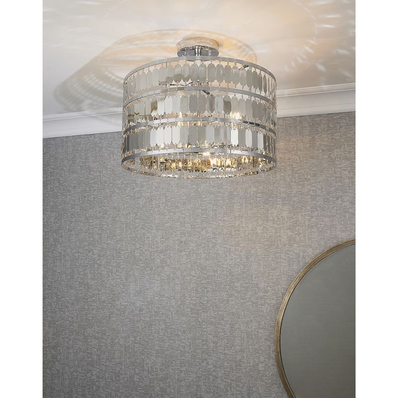 Ceiling Lights - Eldora - Chrome Hexagonal Plates 3 Light Ceiling Lamp Endon-90297 - Eldora - Chrome Hexagonal Plates 3 Light Ceiling Lamp