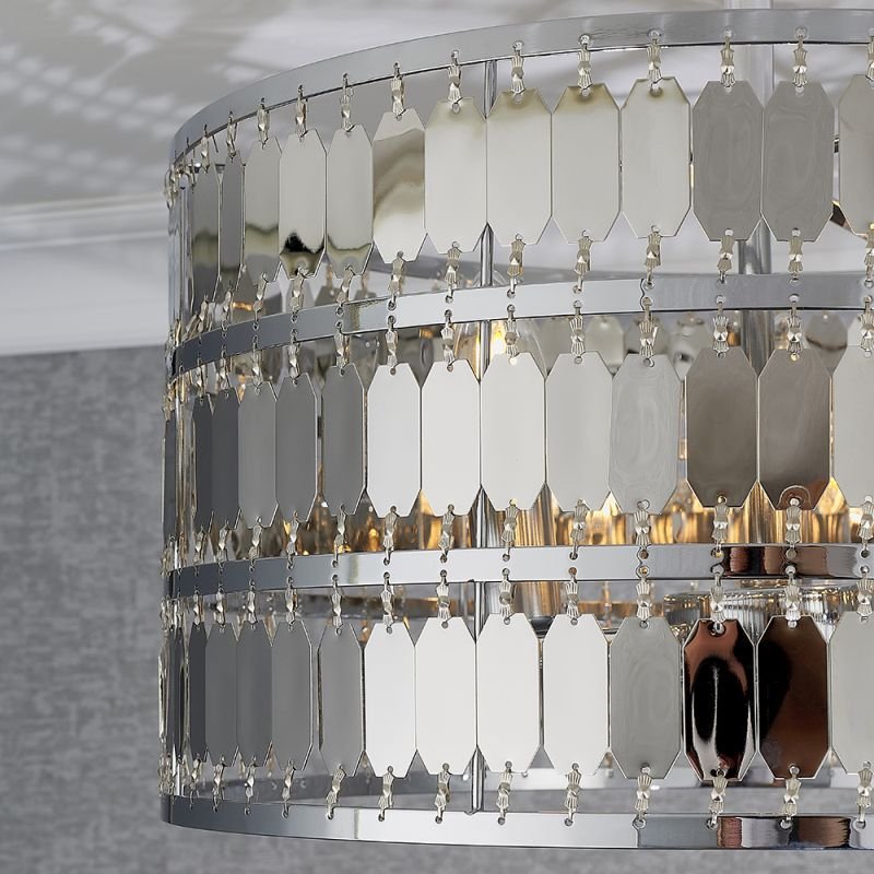Ceiling Lights - Eldora - Chrome Hexagonal Plates 3 Light Ceiling Lamp Endon-90297 - Eldora - Chrome Hexagonal Plates 3 Light Ceiling Lamp