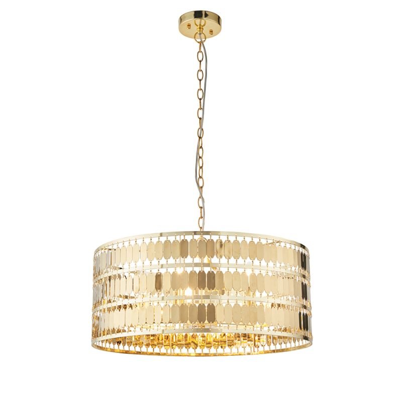Ceiling Lights - Eldora - Gold Hexagonal Plates 5 Light Pendant Endon-90299 - Eldora - Gold Hexagonal Plates 5 Light Pendant