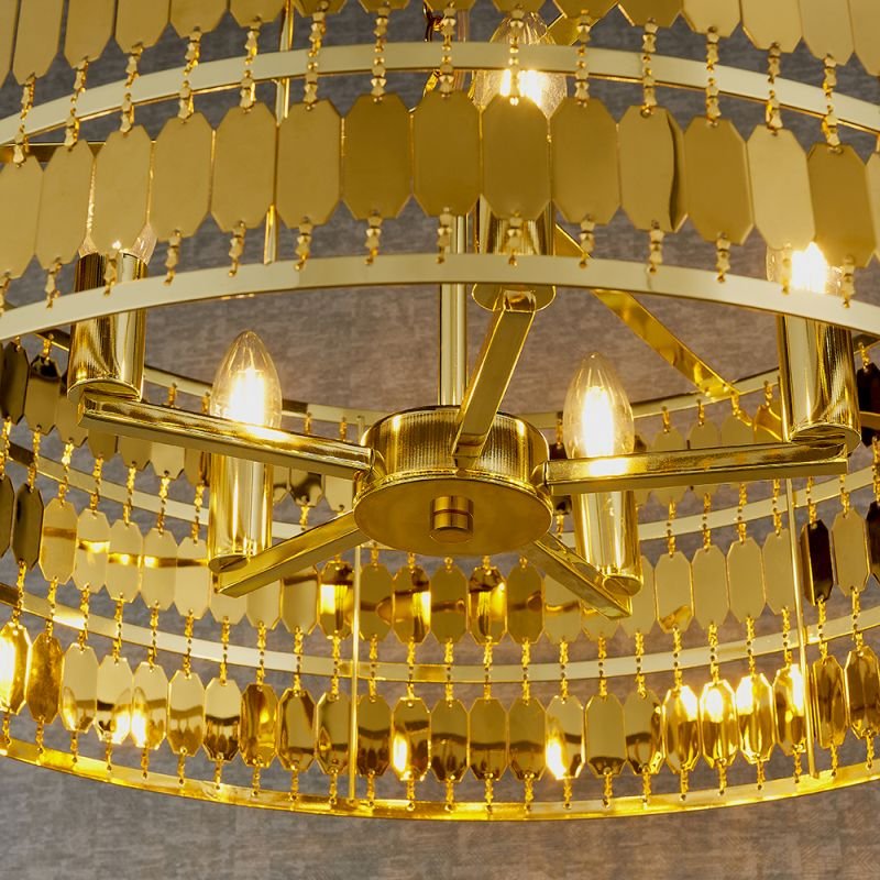 Ceiling Lights - Eldora - Gold Hexagonal Plates 5 Light Pendant Endon-90299 - Eldora - Gold Hexagonal Plates 5 Light Pendant
