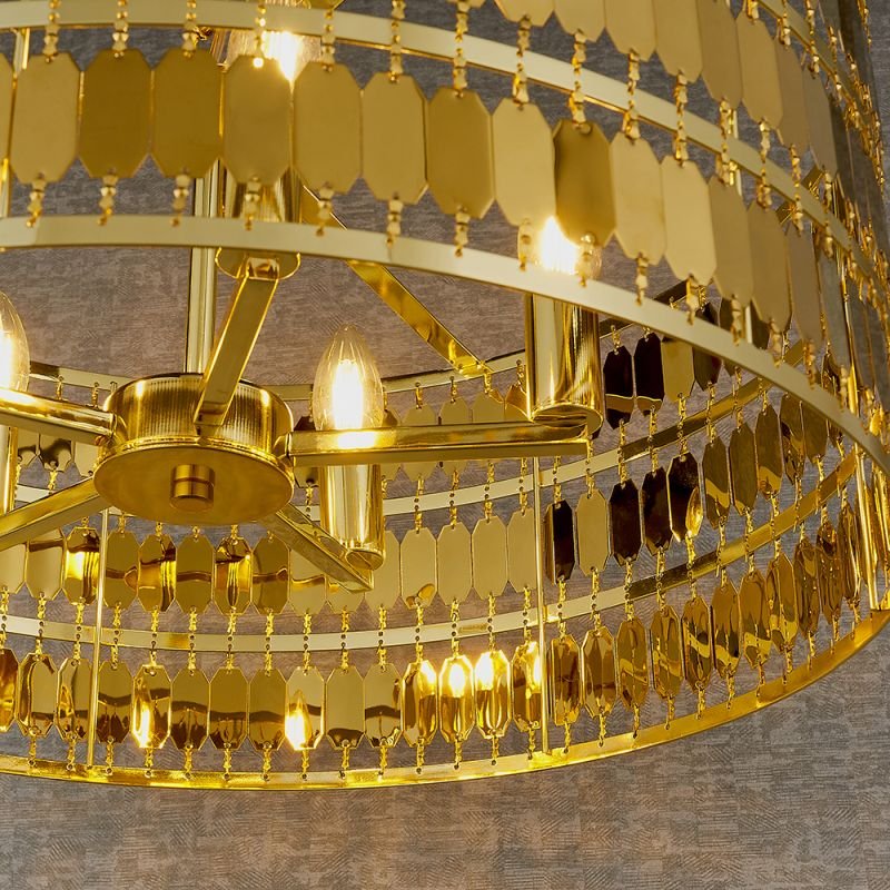 Ceiling Lights - Eldora - Gold Hexagonal Plates 5 Light Pendant Endon-90299 - Eldora - Gold Hexagonal Plates 5 Light Pendant
