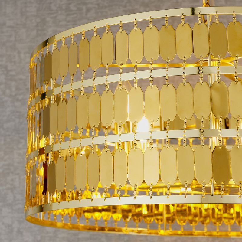 Ceiling Lights - Eldora - Gold Hexagonal Plates 5 Light Pendant Endon-90299 - Eldora - Gold Hexagonal Plates 5 Light Pendant