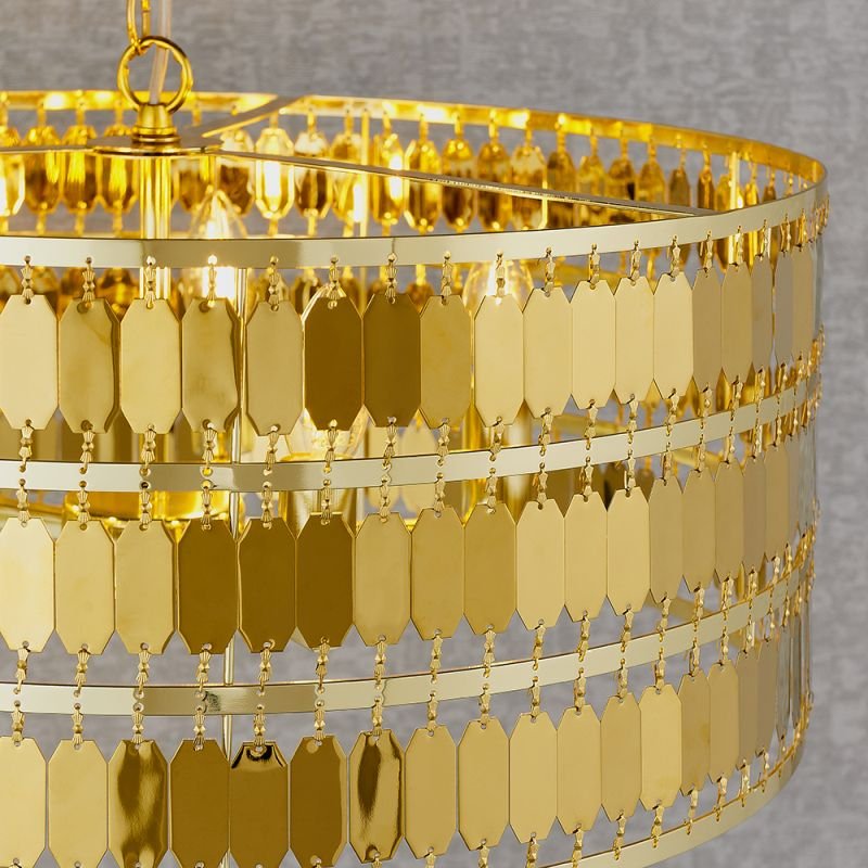 Ceiling Lights - Eldora - Gold Hexagonal Plates 5 Light Pendant Endon-90299 - Eldora - Gold Hexagonal Plates 5 Light Pendant