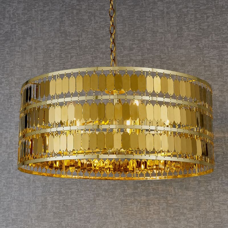 Ceiling Lights - Eldora - Gold Hexagonal Plates 5 Light Pendant Endon-90299 - Eldora - Gold Hexagonal Plates 5 Light Pendant
