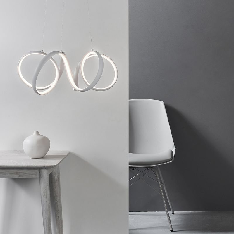 Ceiling Lights - Synergy - LED Textured White Pendant Ø 50 Endon-90321 - Synergy - LED Textured White Pendant Ø 50