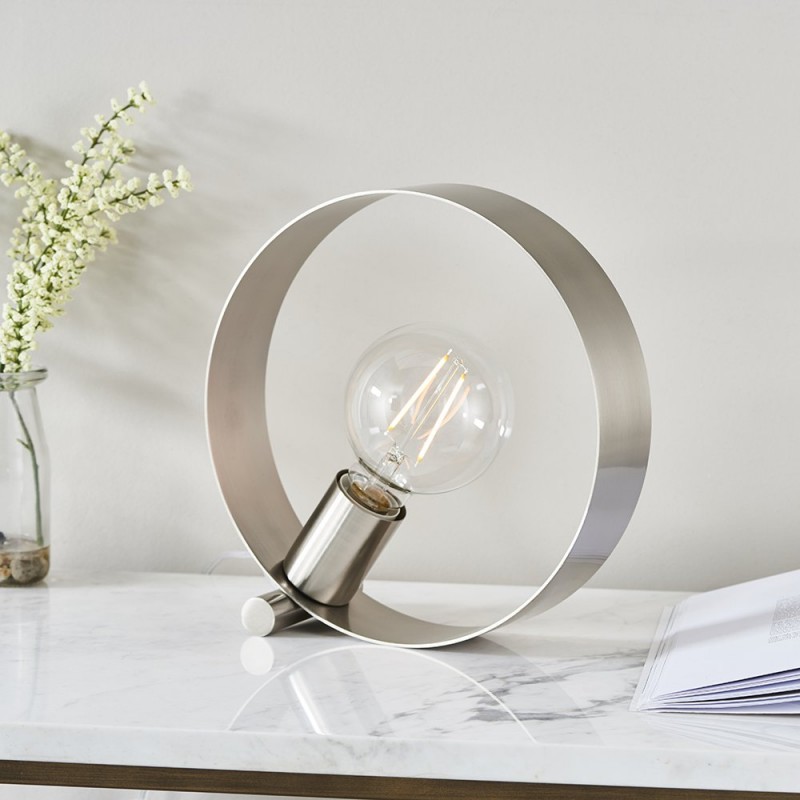 Table & Floor Lamp - Hoop - Brushed Nickel 1 Light Table Lamp Endon-90453 - Hoop - Brushed Nickel 1 Light Table Lamp