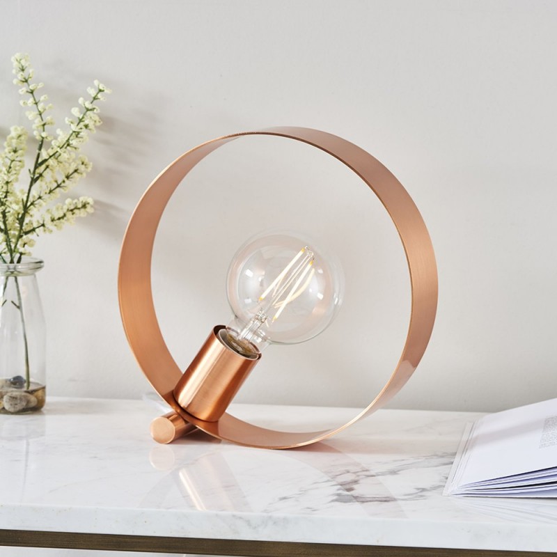 Table & Floor Lamp - Hoop - Brushed Copper 1 Light Table Lamp Endon-90455 - Hoop - Brushed Copper 1 Light Table Lamp
