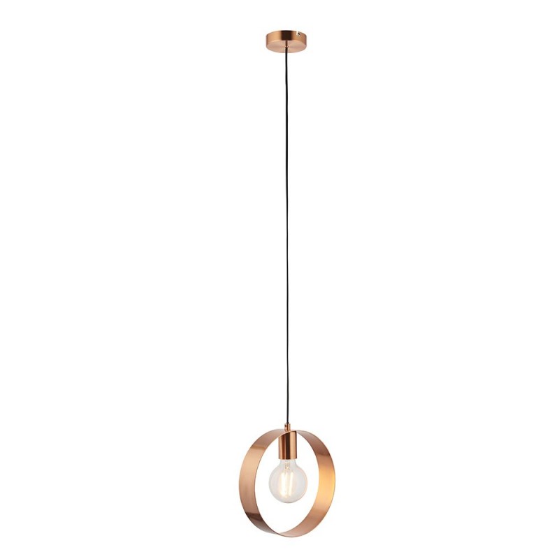 Endon-90456 - Hoop - Brushed Copper Single Hanging Pendant