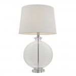 Gideon - Clear Oval Glass Table Lamp with White Linen Shade Gideon - Clear Oval Glass Table Lamp with White Linen Shade