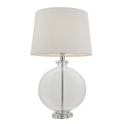 Gideon - Clear Oval Glass Table Lamp with White Linen Shade Gideon - Clear Oval Glass Table Lamp with White Linen Shade