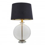 Gideon - Clear Oval Glass Table Lamp with Black Velvet Shade Gideon - Clear Oval Glass Table Lamp with Black Velvet Shade