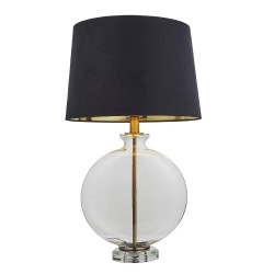 Gideon - Clear Oval Glass Table Lamp with Black Velvet Shade Gideon - Clear Oval Glass Table Lamp with Black Velvet Shade