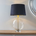 Gideon - Clear Oval Glass Table Lamp with Black Velvet Shade
