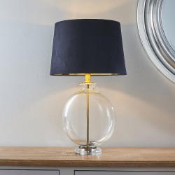 Gideon - Clear Oval Glass Table Lamp with Black Velvet Shade