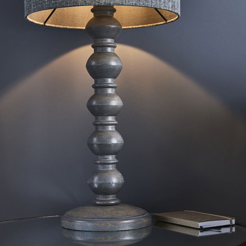 Endon-90566 - Joss - Base Only - Dark Grey Washed Wood Table Lamp
