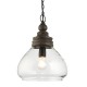 Ceiling Lights - Kerala - Clear Glass & Taupe Grey Wood Pendant Endon-90575 - Kerala - Clear Glass & Taupe Grey Wood Pendant