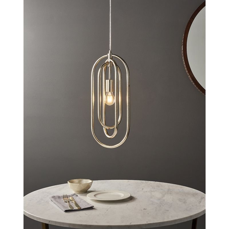 Ceiling Lights - Meera - Antique Silver Leaf Single Pendant Endon-90590 - Meera - Antique Silver Leaf Single Pendant