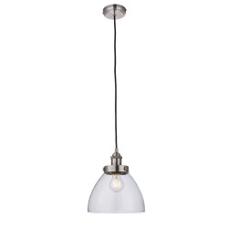 Hansen - Brushed Silver Pendant with Clear Glass Shade Hansen - Brushed Silver Pendant with Clear Glass Shade