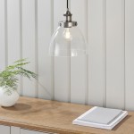 Hansen - Brushed Silver Pendant with Clear Glass Shade Hansen - Brushed Silver Pendant with Clear Glass Shade