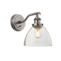 Hansen - Brushed Silver Wall Lamp with Clear Glass Shade Hansen - Brushed Silver Wall Lamp with Clear Glass Shade