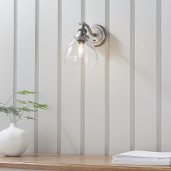 Hansen - Brushed Silver Wall Lamp with Clear Glass Shade Hansen - Brushed Silver Wall Lamp with Clear Glass Shade