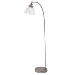 Hansen - Brushed Silver Floor Lamp with Clear Glass Shade Hansen - Brushed Silver Floor Lamp with Clear Glass Shade