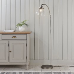 Hansen - Brushed Silver Floor Lamp with Clear Glass Shade Hansen - Brushed Silver Floor Lamp with Clear Glass Shade