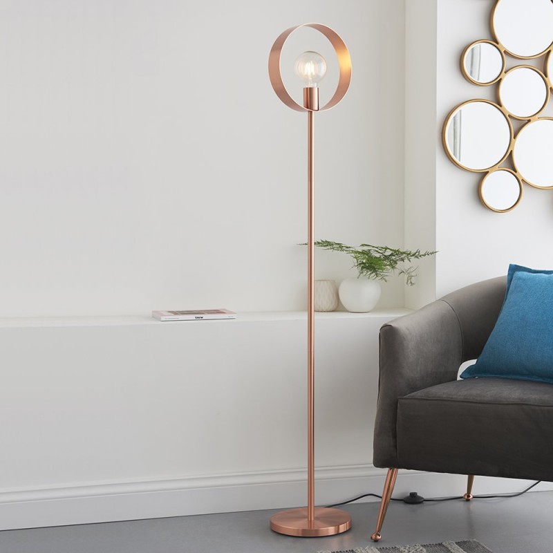 Table & Floor Lamp - Hoop - Brushed Copper 1 Light Floor Lamp Endon-91781 - Hoop - Brushed Copper 1 Light Floor Lamp
