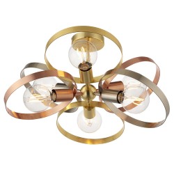 Hoop - Brushed Brass, Nickel, Copper 6 Light Semi-Flush Hoop - Brushed Brass, Nickel, Copper 6 Light Semi-Flush