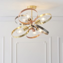 Hoop - Brushed Brass, Nickel, Copper 6 Light Semi-Flush Hoop - Brushed Brass, Nickel, Copper 6 Light Semi-Flush