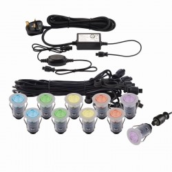 Ikon Smart - Set of 10 Decking Lights ∅3.5 cm RGB