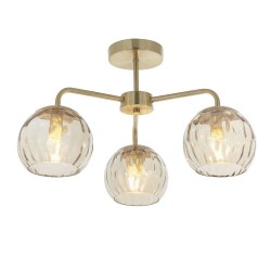 Dimple - Brushed Brass 3 Light Semi-Flush with Amber Glasses Dimple - Brushed Brass 3 Light Semi-Flush with Amber Glasses
