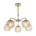 Dimple - Brushed Brass 5 Light Pendant with Amber Glasses Dimple - Brushed Brass 5 Light Pendant with Amber Glasses