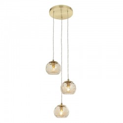 Dimple - Brushed Brass 3 Light Cluster Pendant with Amber Glasses Dimple - Brushed Brass 3 Light Cluster Pendant with Amber Glasses