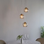 Dimple - Brushed Brass 3 Light Cluster Pendant with Amber Glasses Dimple - Brushed Brass 3 Light Cluster Pendant with Amber Glasses