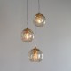 Endon-91971 - Dimple - Brushed Brass 3 Light Cluster Pendant with Amber Glasses