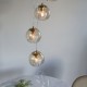 Endon-91972 - Dimple - Brushed Brass 5 Light Cluster Pendant with Amber Glasses