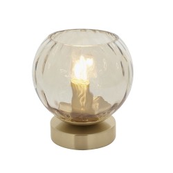 Dimple - Brushed Brass Table Lamp with Amber Glass Dimple - Brushed Brass Table Lamp with Amber Glass