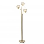 Dimple - Brushed Brass 3 Light Floor Lamp with Amber Glasses Dimple - Brushed Brass 3 Light Floor Lamp with Amber Glasses