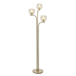 Dimple - Brushed Brass 3 Light Floor Lamp with Amber Glasses Dimple - Brushed Brass 3 Light Floor Lamp with Amber Glasses