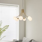 Bloom - Satin Brass 6 Light Pendant with White Glasses